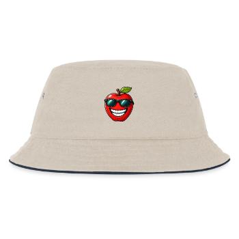 Kawaii Apfel Cartoon Sommer Frucht - Kinder Bucket Hat - Natur/Navy - Vorne