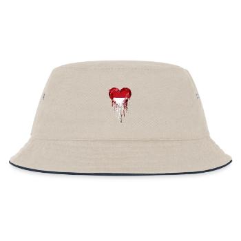 Monaco Tropfendes Herz in Rot-Weiß Flagge - Kinder Bucket Hat - Natur/Navy - Vorne