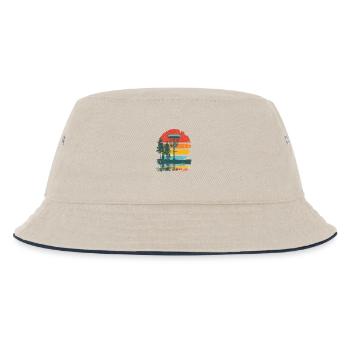 Disc Golf Putter Basket Retro Vintage Sunset - Kids’ Bucket Hat - ecru/navy - Front