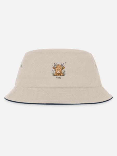 Happy Highland Kuh Lavendel - Kinder Bucket Hat - Natur/Navy