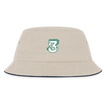 Zahl 3 - Kinder Bucket Hat - Natur/Navy - Vorne