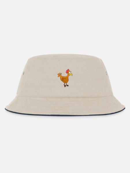 huhn - Kinder Bucket Hat - Natur/Navy