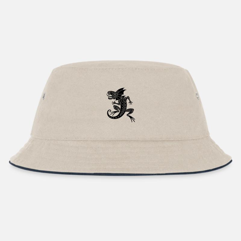 Echse - Kinder Bucket Hat - Natur/Navy