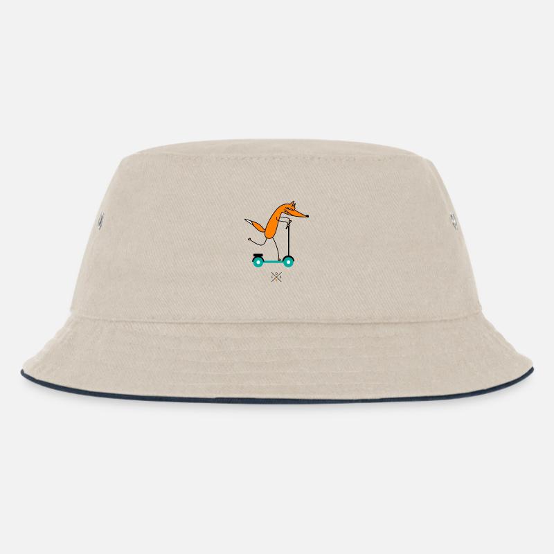 Fuchs fährt Roller - Kinder Bucket Hat - Natur/Navy
