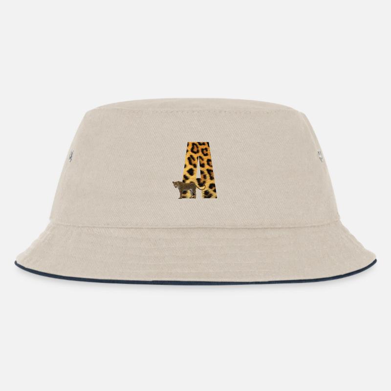 leopard a - Kinder Bucket Hat - Natur/Navy