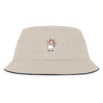 Chilling rainbow unicorn with sloth - Kids’ Bucket Hat - ecru/navy - Front