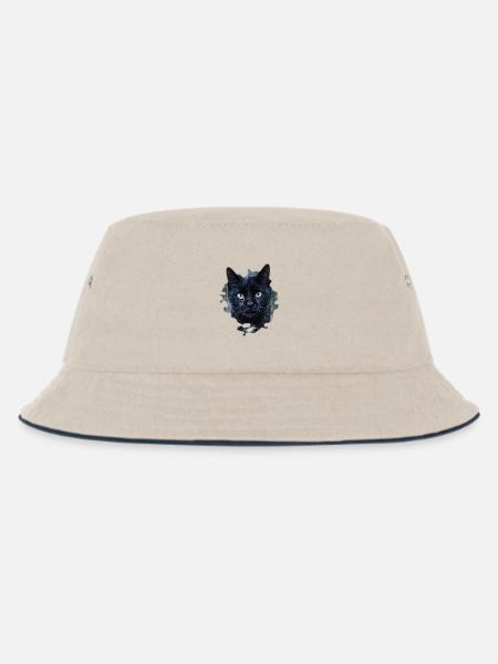 black cat schwarze Katze - Kinder Bucket Hat - Natur/Navy