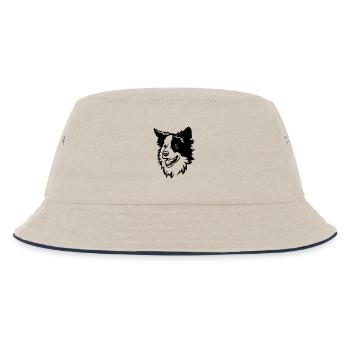 Border Collie Kopf - Kinder Bucket Hat - Natur/Navy - Vorne