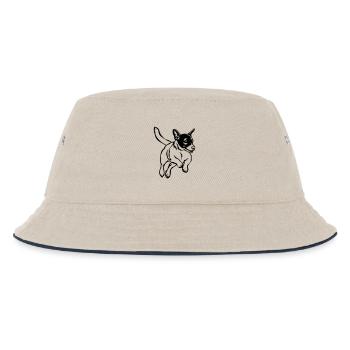 Jack Russell Terrier - Kinder Bucket Hat - Natur/Navy - Vorne
