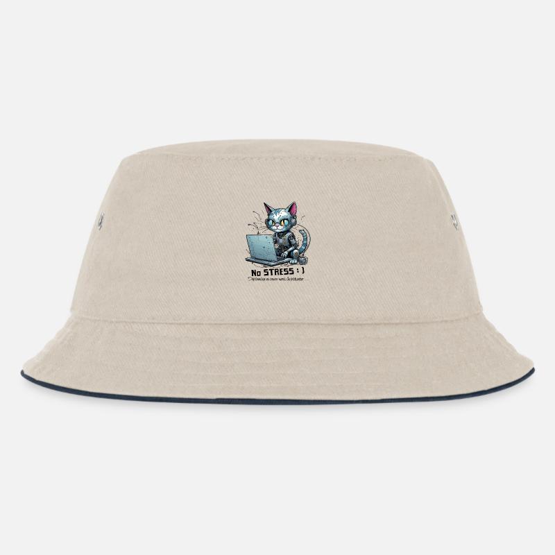 Geeky computer chat, computer humor - Kids’ Bucket Hat - ecru/navy