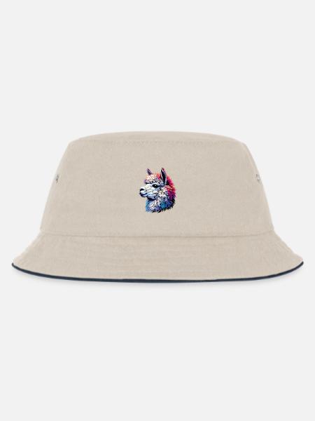 Alpaka - Kinder Bucket Hat - Natur/Navy