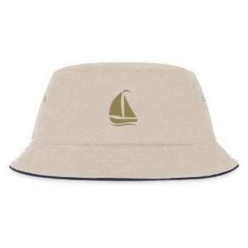 Silhouette de voilier minimaliste Mer du Nord - Bob Enfant - blanc cassé/bleu marine - Devant