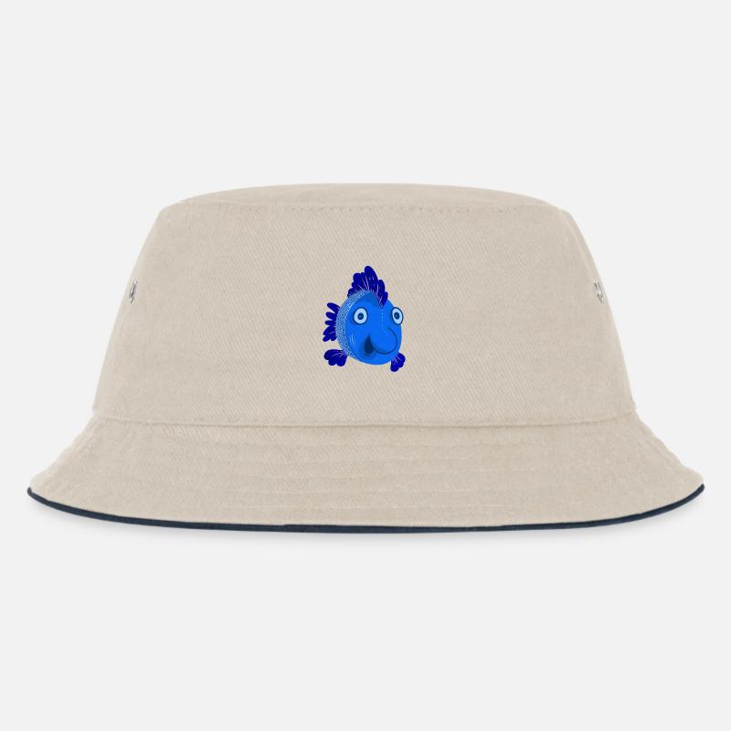 Blue Fish - Kinder Bucket Hat - Natur/Navy