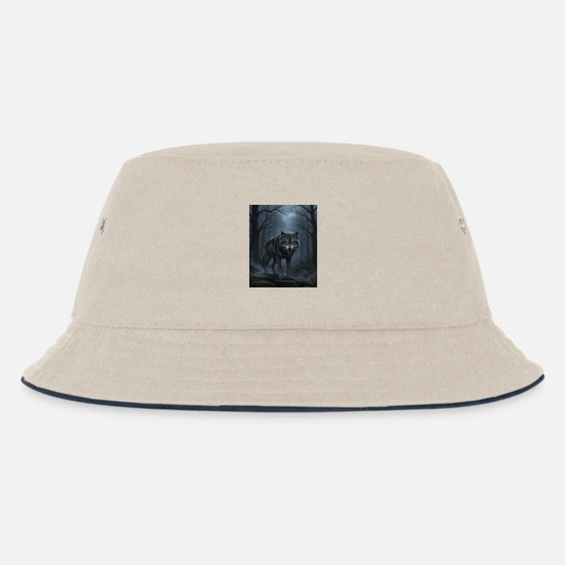 Wolf Nachts im Nebelwald - Kinder Bucket Hat - Natur/Navy