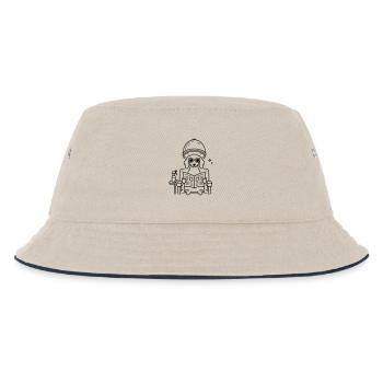 Hund Dackel beim Frisör Minimalistisch Line Art - Kinder Bucket Hat - Natur/Navy - Vorne