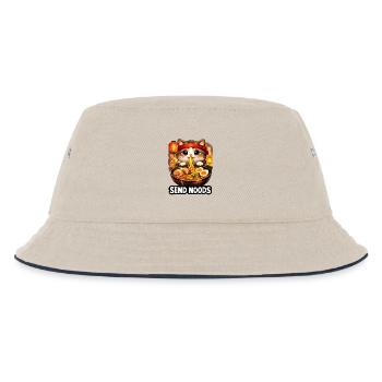 Ramen Katze Send Noods - Kinder Bucket Hat - Natur/Navy - Vorne