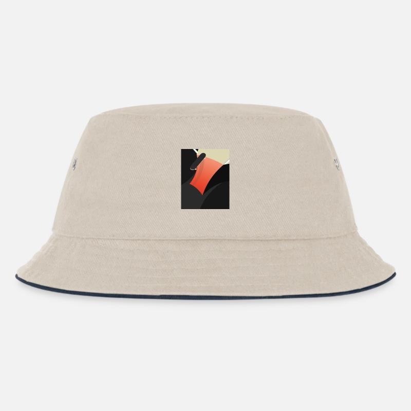 Abstract Red Skateboard - Kinder Bucket Hat - Natur/Navy
