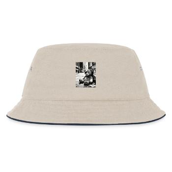 Urbaner Noir Teddybär im Ruin - Kinder Bucket Hat - Natur/Navy - Vorne