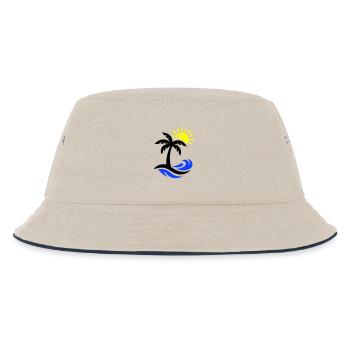 Palme Strand Ozean - Kinder Bucket Hat - Natur/Navy - Vorne