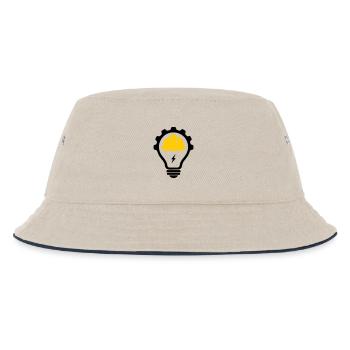Elektriker Bauhelm Blitz und Glühbirne - Kinder Bucket Hat - Natur/Navy - Vorne