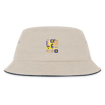 6 / Blaue sechs mit Herz zum Kindergeburtstag. - Kinder Bucket Hat - Natur/Navy - Vorne