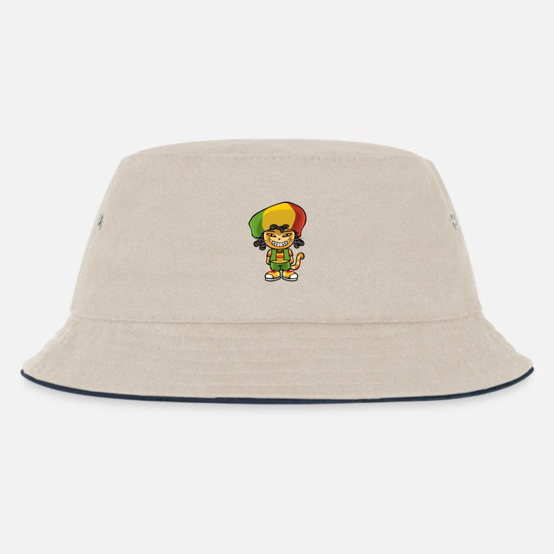 Reggae katze - Kinder Bucket Hat - Natur/Navy