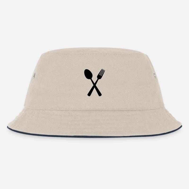 Löffel und Gabel - Kinder Bucket Hat - Natur/Navy
