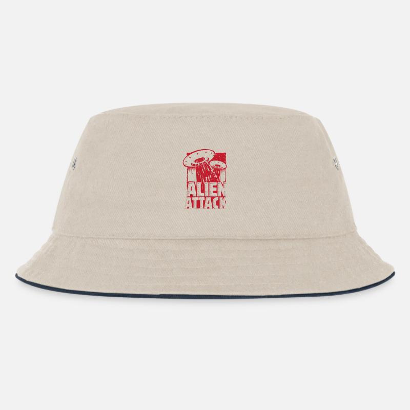 Alien Attack - Kids’ Bucket Hat - ecru/navy