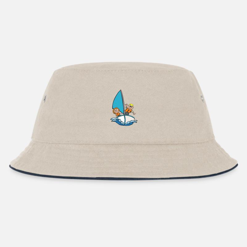 Segelboot - Kinder Bucket Hat - Natur/Navy