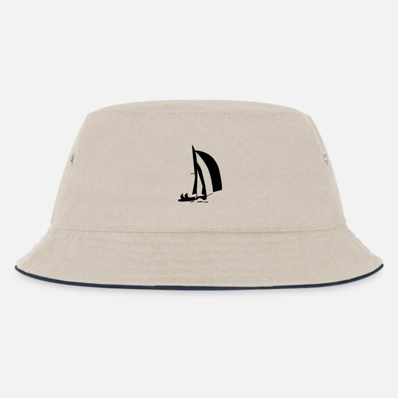 Segelboot - Kinder Bucket Hat - Natur/Navy