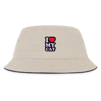 I love my cat - Ich liebe meine Katze - Kinder Bucket Hat - Natur/Navy - Vorne