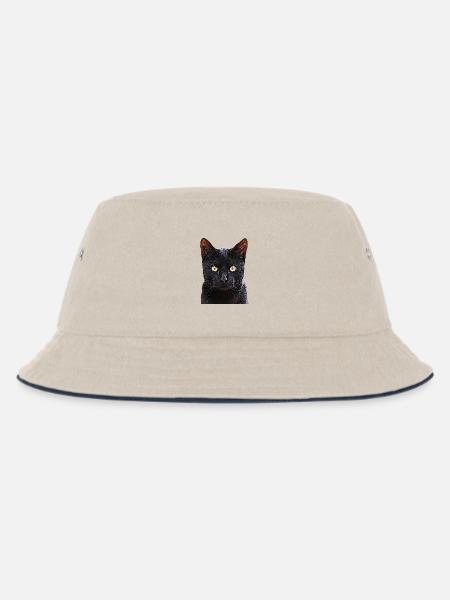 Katze schwarze Katze Katzen cat Cats - Kinder Bucket Hat - Natur/Navy