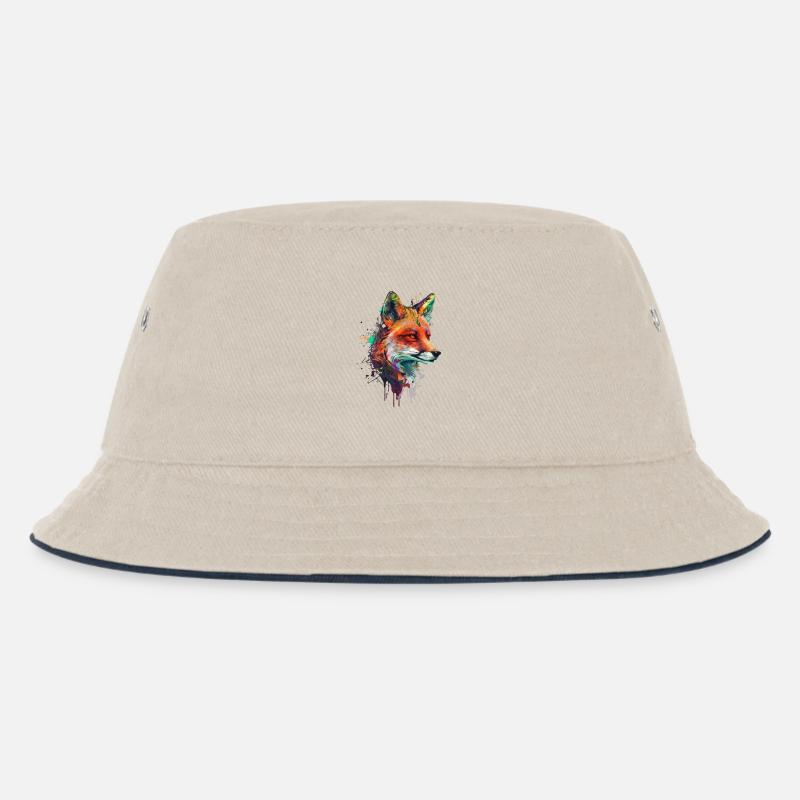 fuchs mit bunten farbklecksen - Kinder Bucket Hat - Natur/Navy
