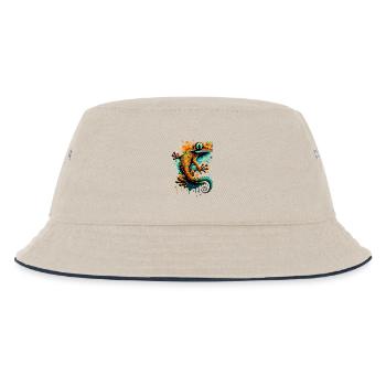 Echse Farbenfroh - Gecko Salamander Eidechse - Kinder Bucket Hat - Natur/Navy - Vorne