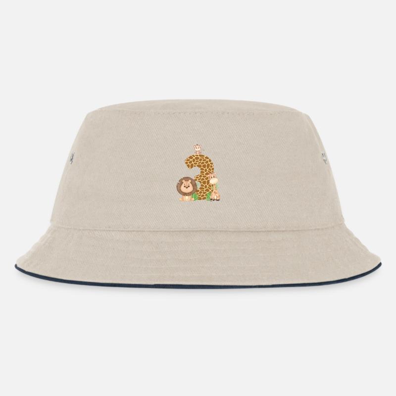3. Geburtstag Dschungeltiere Giraffe Löwe Affe - Kinder Bucket Hat - Natur/Navy