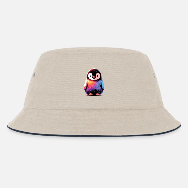 Pinguin - Kinder Bucket Hat - Natur/Navy