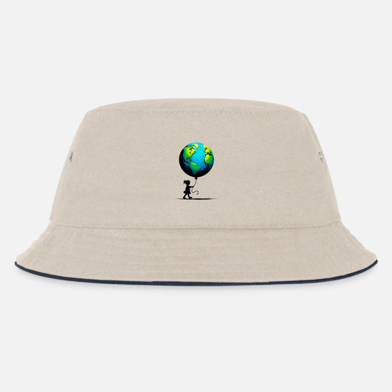 Planet Erde - Kinder Bucket Hat - Natur/Navy