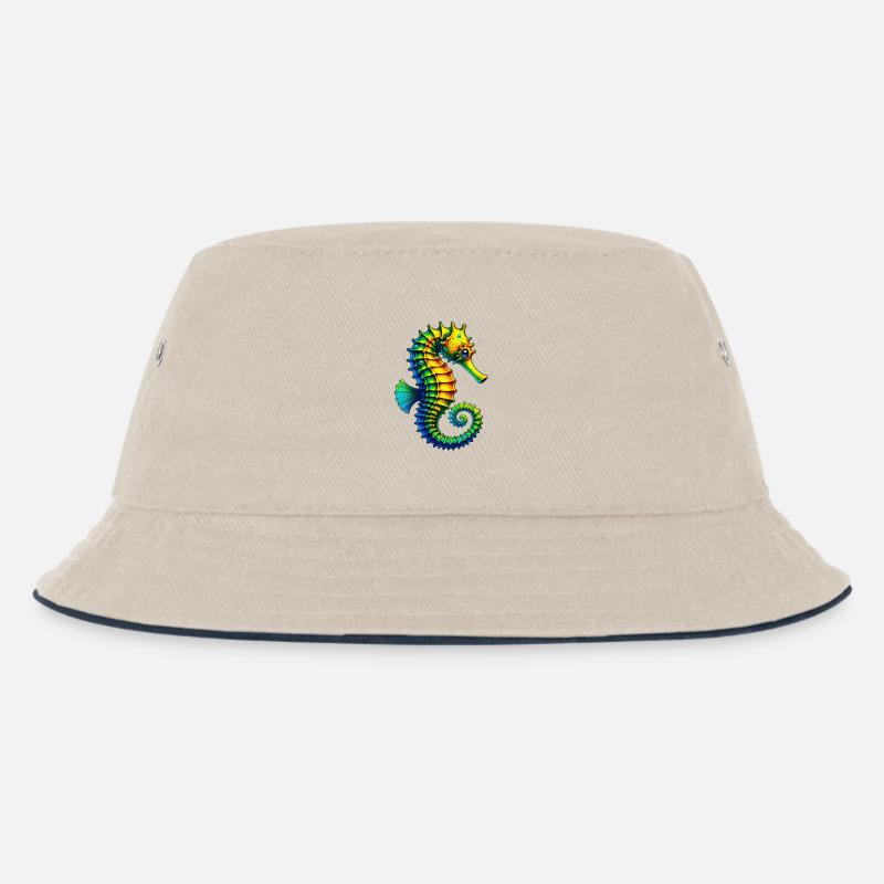 Seepferdchen - Kinder Bucket Hat - Natur/Navy