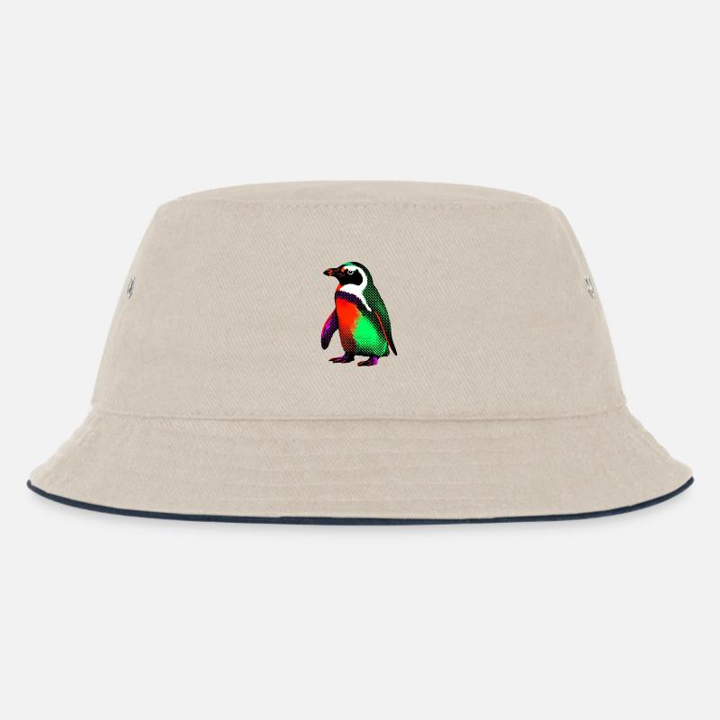 Pinguin - Kinder Bucket Hat - Natur/Navy