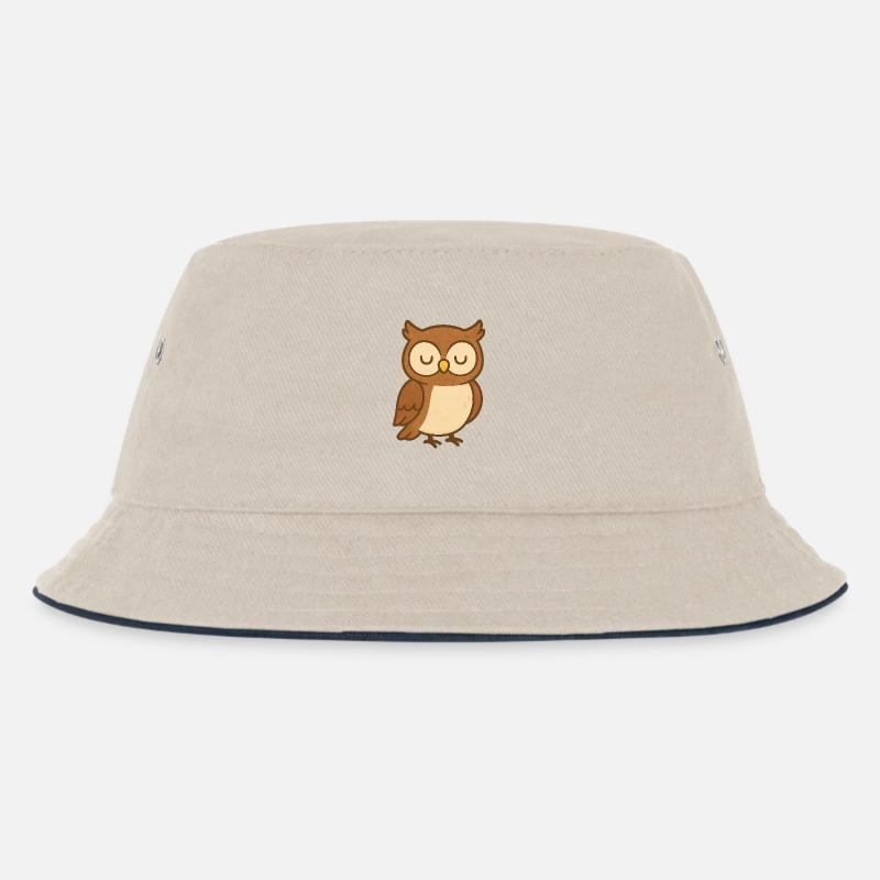 Eule - Kinder Bucket Hat - Natur/Navy