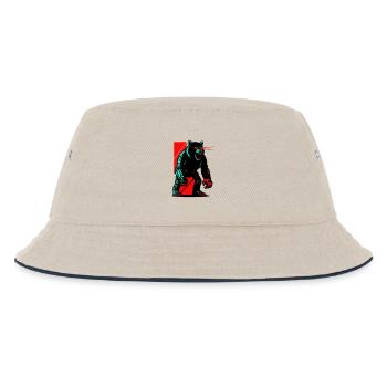 Mecha Techno Bär - Kinder Bucket Hat - Natur/Navy - Vorne