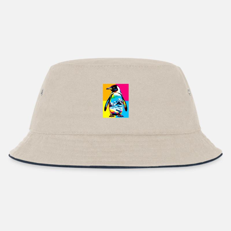 Pinguin - Kinder Bucket Hat - Natur/Navy