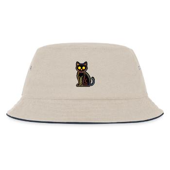Katze Halloween Comic Kater - Kinder Bucket Hat - Natur/Navy - Vorne
