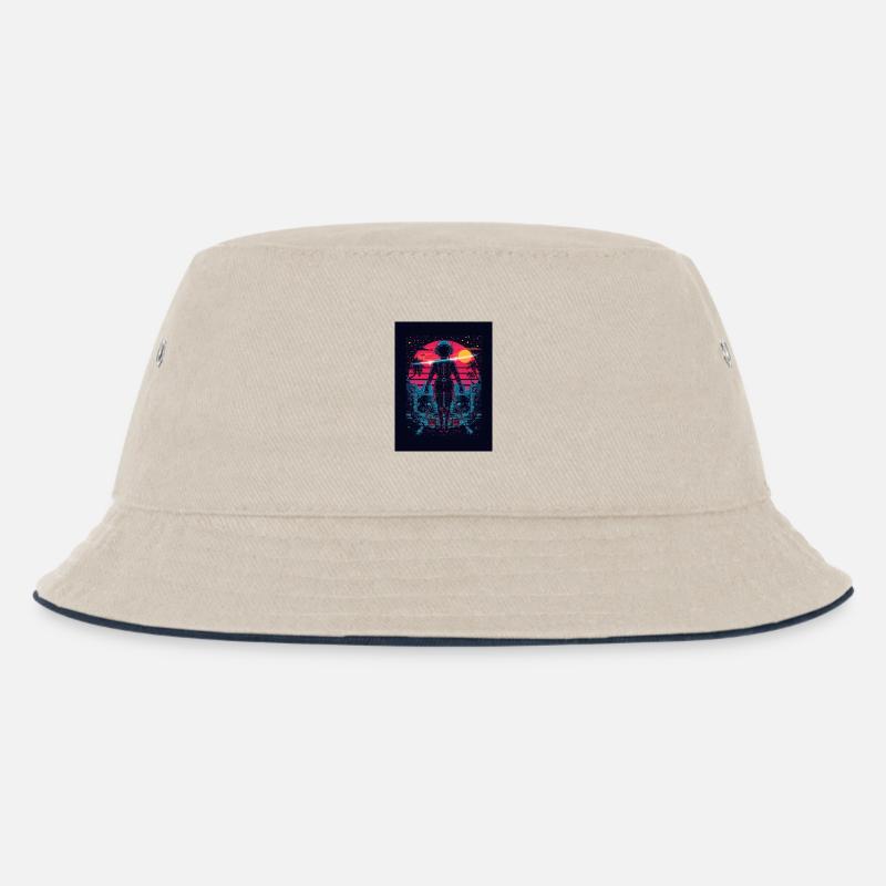 Astronaut Neon Sunset - Kinder Bucket Hat - Natur/Navy
