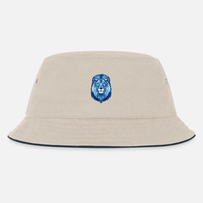 Blauer Geometrischer Löwe - Kinder Bucket Hat - Natur/Navy