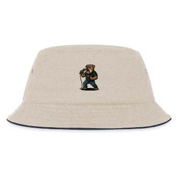 Rocksängerin Bulldogge mit Mikrofonkunst - Kinder Bucket Hat - Natur/Navy - Vorne
