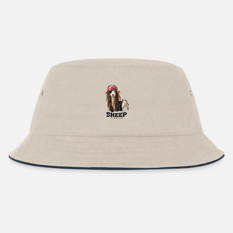 Piraten Schaf mit Dreadlocks - Kinder Bucket Hat - Natur/Navy