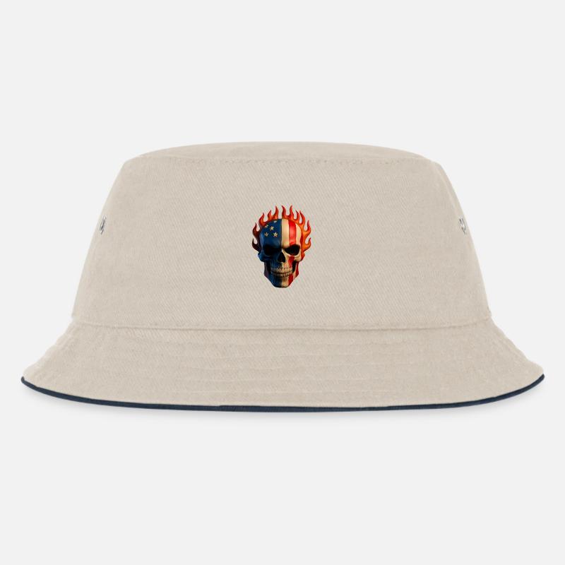 Flammende Flagge Schädel - Kinder Bucket Hat - Natur/Navy