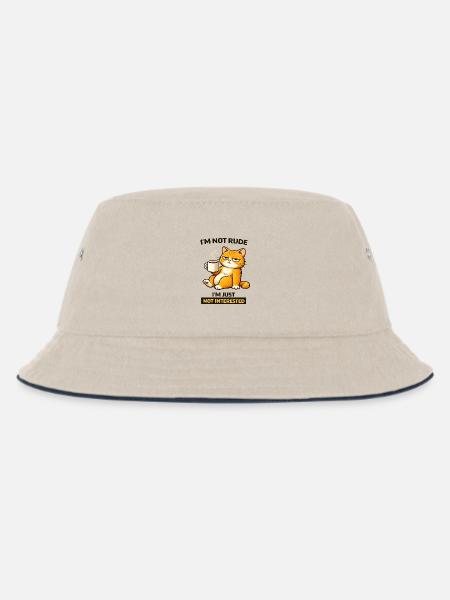Mürrische Katzenkaffee-Einstellung - Kinder Bucket Hat - Natur/Navy