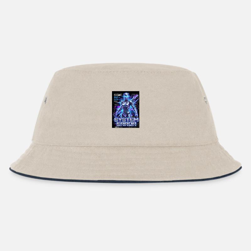 System Error Neon Cyborg - Kids’ Bucket Hat - ecru/navy